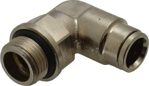 Norgren - 10mm Outside Diam, 3/8 BSPP, Nickel Plated Brass Push-to-Connect Tube Male Swivel Elbow - 260 Max psi, Tube to Male BSPP Connection, Nitrile O-Ring - Americas Industrial Supply