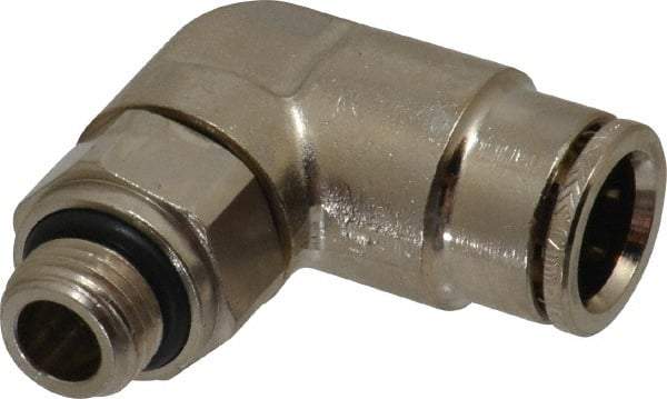 Norgren - 12mm Outside Diam, 1/4 BSPP, Nickel Plated Brass Push-to-Connect Tube Male Swivel Elbow - 260 Max psi, Tube to Male BSPP Connection, Nitrile O-Ring - Americas Industrial Supply