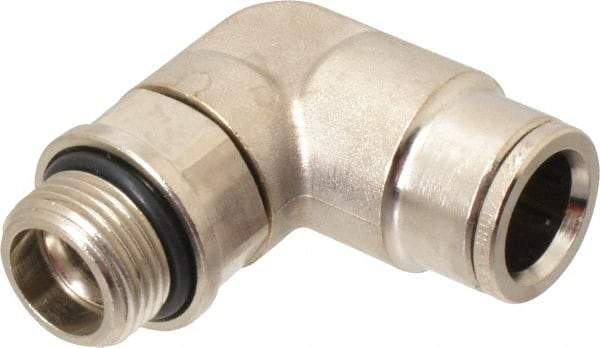 Norgren - 12mm Outside Diam, 3/8 BSPP, Nickel Plated Brass Push-to-Connect Tube Male Swivel Elbow - 260 Max psi, Tube to Male BSPP Connection, Nitrile O-Ring - Americas Industrial Supply