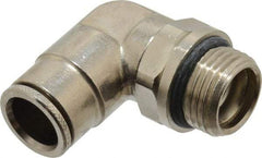 Norgren - 14mm Outside Diam, 1/2 BSPP, Nickel Plated Brass Push-to-Connect Tube Male Swivel Elbow - 260 Max psi, Tube to Male BSPP Connection, Nitrile O-Ring - Americas Industrial Supply