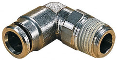Norgren - 14mm Outside Diam, 1/2 BSPT, Nickel Plated Brass Push-to-Connect Tube Male Swivel Elbow - 260 Max psi, Tube to Male BSPT Connection, Nitrile O-Ring - Americas Industrial Supply