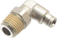 Norgren - 4mm Outside Diam, 1/4 BSPT, Nickel Plated Brass Push-to-Connect Tube Male Swivel Elbow - 260 Max psi, Tube to Male BSPT Connection, Nitrile O-Ring - Americas Industrial Supply