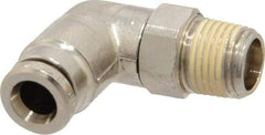 Norgren - 5mm Outside Diam, 1/8 BSPT, Nickel Plated Brass Push-to-Connect Tube Male Swivel Elbow - 260 Max psi, Tube to Male BSPT Connection, Nitrile O-Ring - Americas Industrial Supply