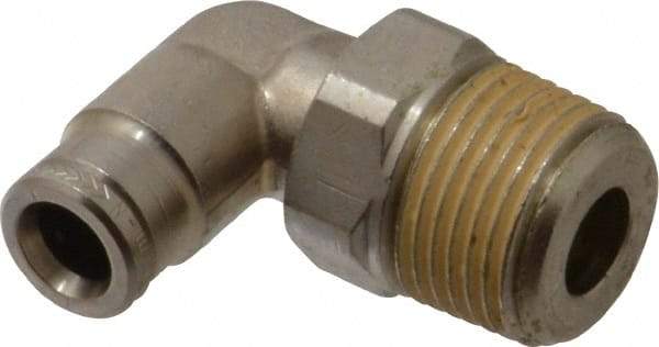 Norgren - 6mm Outside Diam, 3/8 BSPT, Nickel Plated Brass Push-to-Connect Tube Male Swivel Elbow - 260 Max psi, Tube to Male BSPT Connection, Nitrile O-Ring - Americas Industrial Supply