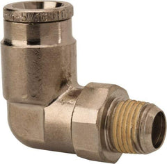 Norgren - 8mm Outside Diam, 1/8 BSPT, Nickel Plated Brass Push-to-Connect Tube Male Swivel Elbow - 260 Max psi, Tube to Male BSPT Connection, Nitrile O-Ring - Americas Industrial Supply