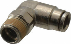 Norgren - 10mm Outside Diam, 3/8 BSPT, Nickel Plated Brass Push-to-Connect Tube Male Swivel Elbow - 260 Max psi, Tube to Male BSPT Connection, Nitrile O-Ring - Americas Industrial Supply