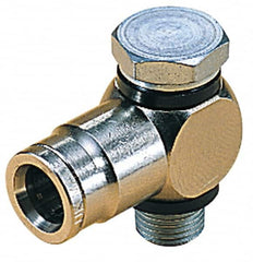 Norgren - 8mm Outside Diam, 1/8 BSPP, Nickel Plated Brass Push-to-Connect Tube Male Swivel Banjo Elbow - 260 Max psi, Tube to Male Connection, Nitrile O-Ring - Americas Industrial Supply