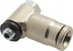 Norgren - 6mm Outside Diam, M5x0.8 Metric, Nickel Plated Brass Push-to-Connect Tube Male Swivel Banjo Elbow - 260 Max psi, Tube to Metric Thread Connection, Nitrile O-Ring - Americas Industrial Supply