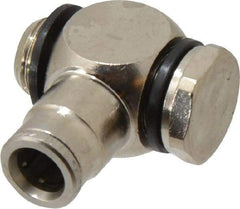 Norgren - 8mm Outside Diam, 1/4 BSPP, Nickel Plated Brass Push-to-Connect Tube Male Swivel Banjo Elbow - 260 Max psi, Tube to Male Connection, Nitrile O-Ring - Americas Industrial Supply
