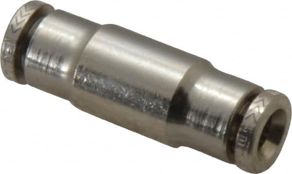 Norgren - 5mm Outside Diam, Nickel Plated Brass Push-to-Connect Tube Union - 260 Max psi, Tube to Tube Connection, Nitrile O-Ring - Americas Industrial Supply