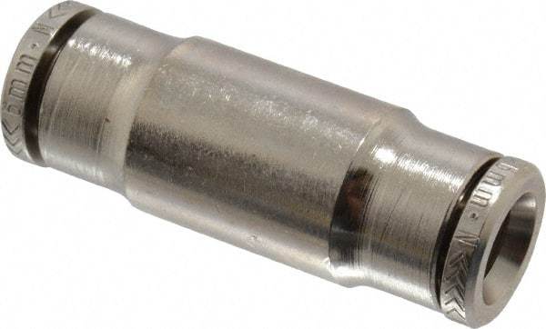 Norgren - 6mm Outside Diam, Nickel Plated Brass Push-to-Connect Tube Union - 260 Max psi, Tube to Tube Connection, Nitrile O-Ring - Americas Industrial Supply