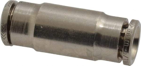 Norgren - 8mm Outside Diam, Nickel Plated Brass Push-to-Connect Tube Union - 260 Max psi, Tube to Tube Connection, Nitrile O-Ring - Americas Industrial Supply