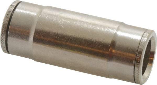 Norgren - 14mm Outside Diam, Nickel Plated Brass Push-to-Connect Tube Union - 260 Max psi, Tube to Tube Connection, Nitrile O-Ring - Americas Industrial Supply