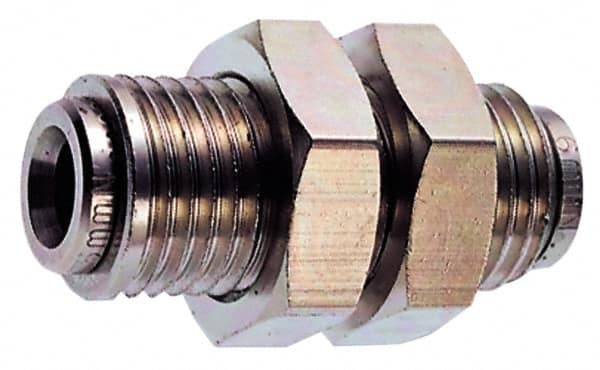 Norgren - 14mm Outside Diam, M24x1.5 Thread, Nickel Plated Brass Push-to-Connect Tube Bulkhead Union - 260 Max psi, Tube to Tube Connection, , Nitrile O-Ring - Americas Industrial Supply