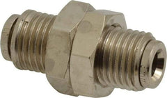 Norgren - 6mm Outside Diam, M14x1.5 Thread, Nickel Plated Brass Push-to-Connect Tube Bulkhead Union - 260 Max psi, Tube to Tube Connection, , Nitrile O-Ring - Americas Industrial Supply