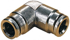Norgren - 12mm Outside Diam, Nickel Plated Brass Push-to-Connect Tube Union Elbow - 260 Max psi, Tube to Tube Connection, Nitrile O-Ring - Americas Industrial Supply