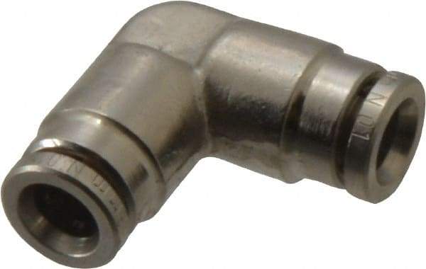 Norgren - 6mm Outside Diam, Nickel Plated Brass Push-to-Connect Tube Union Elbow - 260 Max psi, Tube to Tube Connection, Nitrile O-Ring - Americas Industrial Supply