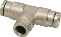 Norgren - 6mm Outside Diam, Nickel Plated Brass Push-to-Connect Tube Union Tee - 260 Max psi, Tube to Tube Connection, Nitrile O-Ring - Americas Industrial Supply