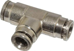 Norgren - 8mm Outside Diam, Nickel Plated Brass Push-to-Connect Tube Union Tee - 260 Max psi, Tube to Tube Connection, Nitrile O-Ring - Americas Industrial Supply