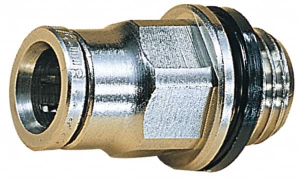 Norgren - 5mm Outside Diam, 1/8 BSPP, Nickel Plated Brass Push-to-Connect Tube Male Connector - 260 Max psi, Tube to Male BSPP Connection, Nitrile O-Ring - Americas Industrial Supply