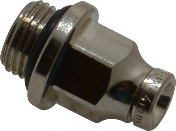 Norgren - 4mm Outside Diam, 1/8 BSPP, Nickel Plated Brass Push-to-Connect Tube Male Connector - 260 Max psi, Tube to Male BSPP Connection, Nitrile O-Ring - Americas Industrial Supply