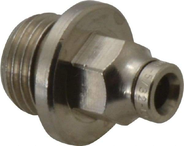 Norgren - 4mm Outside Diam, 1/4 BSPP, Nickel Plated Brass Push-to-Connect Tube Male Connector - 260 Max psi, Tube to Male BSPP Connection, Nitrile O-Ring - Americas Industrial Supply