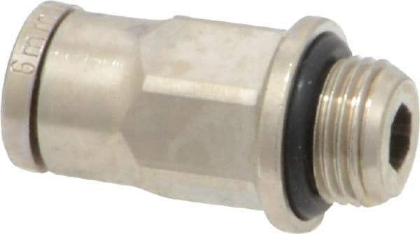 Norgren - 6mm Outside Diam, 1/8 BSPP, Nickel Plated Brass Push-to-Connect Tube Male Connector - 260 Max psi, Tube to Male BSPP Connection, Nitrile O-Ring - Americas Industrial Supply