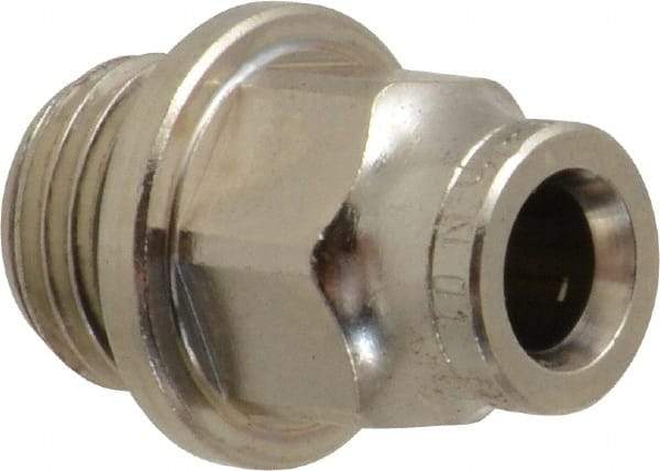 Norgren - 6mm Outside Diam, 1/4 BSPP, Nickel Plated Brass Push-to-Connect Tube Male Connector - 260 Max psi, Tube to Male BSPP Connection, Nitrile O-Ring - Americas Industrial Supply