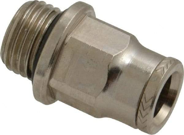 Norgren - 8mm Outside Diam, 1/4 BSPP, Nickel Plated Brass Push-to-Connect Tube Male Connector - 260 Max psi, Tube to Male BSPP Connection, Nitrile O-Ring - Americas Industrial Supply