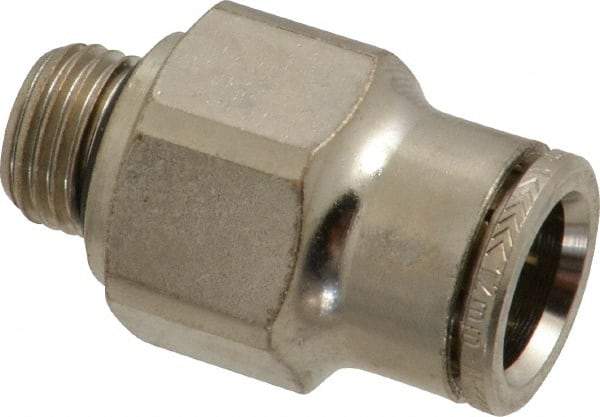 Norgren - 12mm Outside Diam, 1/4 BSPP, Nickel Plated Brass Push-to-Connect Tube Male Connector - 260 Max psi, Tube to Male BSPP Connection, Nitrile O-Ring - Americas Industrial Supply