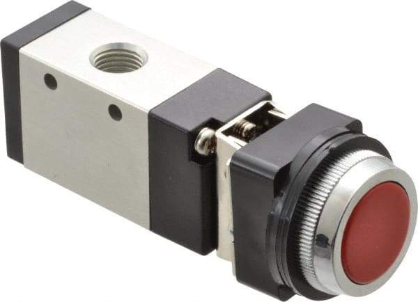 ARO/Ingersoll-Rand - 1/4" NPT Manual Mechanical Valve - 3-Way, 2 Position, Push-Button w/Guard/Spring & 0.7 CV Rate - Americas Industrial Supply