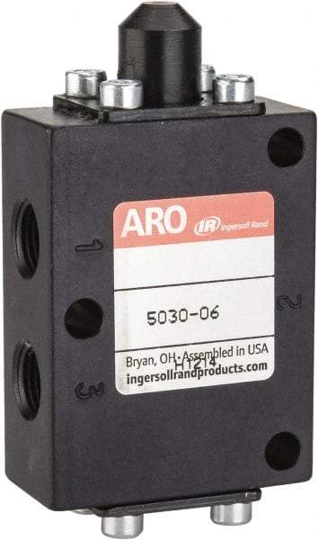 ARO/Ingersoll-Rand - 1/8" NPT Manual Mechanical Valve - 3-Way, 2 Position, Cam Stem/Spring & 0.4 CV Rate - Americas Industrial Supply