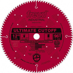 Freud - 12" Diam, 1" Arbor Hole Diam, 96 Tooth Wet & Dry Cut Saw Blade - Carbide-Tipped, Standard Round Arbor - Americas Industrial Supply