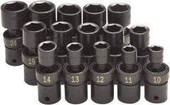 SK - 15 Piece 1/2" Drive Standard Impact Socket Set - 6 Points, 10 to 24mm, Metric Measurement Standard - Americas Industrial Supply