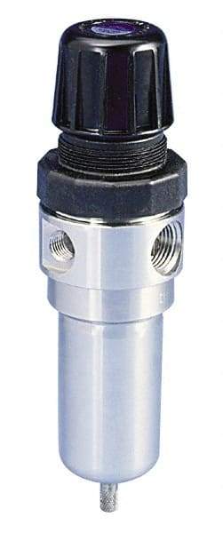 Parker - 1/2" NPT Port 1 Piece Filter/Regulator FRL Unit - Stainless Steel Bowl, 72 SCFM, 125 Max psi, 8.59" High, Manual Drain - Americas Industrial Supply