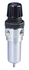 Parker - 1/2" NPT Port 1 Piece Filter/Regulator FRL Unit - Stainless Steel Bowl, 72 SCFM, 125 Max psi, 8.59" High, Manual Drain - Americas Industrial Supply