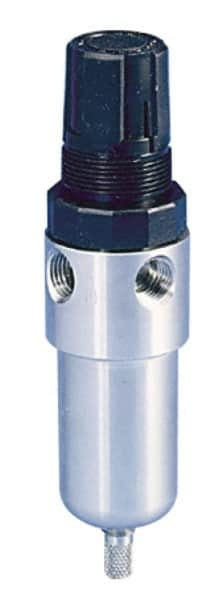 Parker - 1/4" NPT Port 1 Piece Filter/Regulator FRL Unit - Stainless Steel Bowl, 12 SCFM, 60 Max psi, 6.25" High, Manual Drain - Americas Industrial Supply