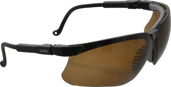 Uvex - Espresso Lenses, Framed Safety Glasses - Scratch Resistant, Black Polycarbonate Frame, Adjustable Temples, Size Universal, Wrap Around - Americas Industrial Supply