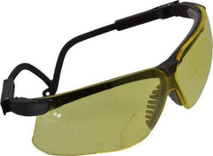 Uvex - Amber Lenses, Framed Safety Glasses - Scratch Resistant, Black Polycarbonate Frame, Adjustable Temples, Size Universal, Wrap Around - Americas Industrial Supply