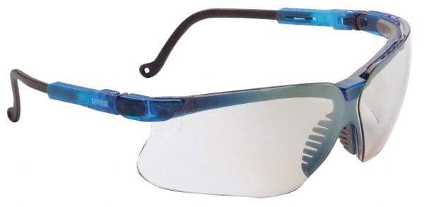 Uvex - SCT-Reflect 50 Lenses, Framed Safety Glasses - Scratch Resistant, Vapor Blue Polycarbonate Frame, Adjustable Temples, Size Universal, Wrap Around - Americas Industrial Supply