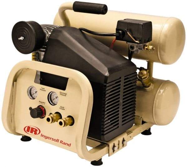 Ingersoll-Rand - 2 HP, 4.2 CFM Twin Stack Air Compressor - 4.0 Gallon Tank, 120 Amp, 125 Max psi, 120V - Americas Industrial Supply