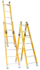 Made in USA - 8' High, Type IAA Rating, Fiberglass Extension Ladder - Americas Industrial Supply