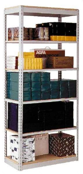 Hallowell - 8 Shelf Starter Unit Box Edge Open Steel Shelving - 450 Lb Capacity, 48" Wide x 87" High x 18" Deep, Gray - Americas Industrial Supply