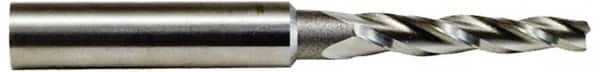 Made in USA - 3° Taper Angle per Side, 3/8" Small End Diam, 5" LOC, High Speed Steel 3 Flute Tapered Square End Mill - 7-1/2" OAL, 3/4" Shank Diam, Spiral Flute - Americas Industrial Supply