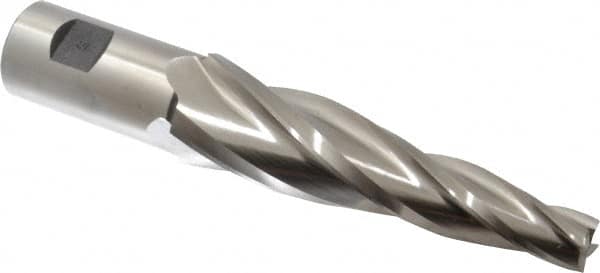 Made in USA - 5° Taper Angle per Side, 5/8" Small End Diam, 5" LOC, High Speed Steel 4 Flute Tapered Square End Mill - 7-1/2" OAL, 1-1/4" Shank Diam, Spiral Flute - Americas Industrial Supply