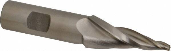 Made in USA - 10° Taper Angle per Side, 5/32" Small End Diam, 2" LOC, High Speed Steel 3 Flute Tapered Square End Mill - 4-1/4" OAL, 3/4" Shank Diam - Americas Industrial Supply