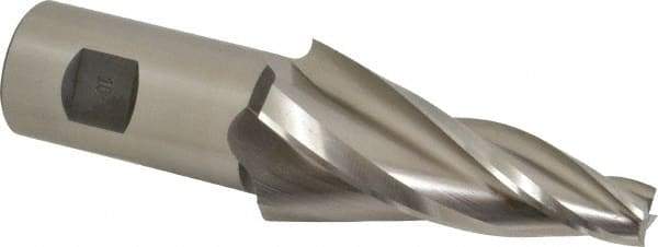 Made in USA - 10° Taper Angle per Side, 1/2" Small End Diam, 3-1/4" LOC, High Speed Steel 4 Flute Tapered Square End Mill - 5-3/4" OAL, 1-1/4" Shank Diam, Spiral Flute - Americas Industrial Supply