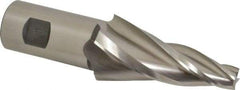 Made in USA - 10° Taper Angle per Side, 1/2" Small End Diam, 3-1/4" LOC, High Speed Steel 4 Flute Tapered Square End Mill - 5-3/4" OAL, 1-1/4" Shank Diam, Spiral Flute - Americas Industrial Supply