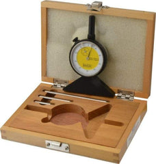 Value Collection - 0 to 200 mm Range, White Dial Depth Gage - 0.01 mm Graduation, 0.05 mm Accuracy, 10 mm Travel, 3-1/8 Inch Base Measuring Length - Americas Industrial Supply