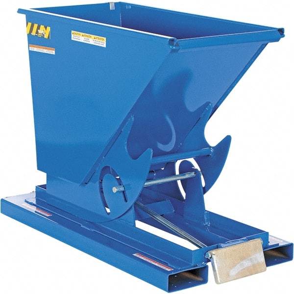 Vestil - 6,000 Lb Load Capacity, 1/3 Cu Yd, Steel Self-Dumping Hopper - 26" Wide x 51-7/8" Long x 38-1/16" High, Powder Coat Blue - Americas Industrial Supply